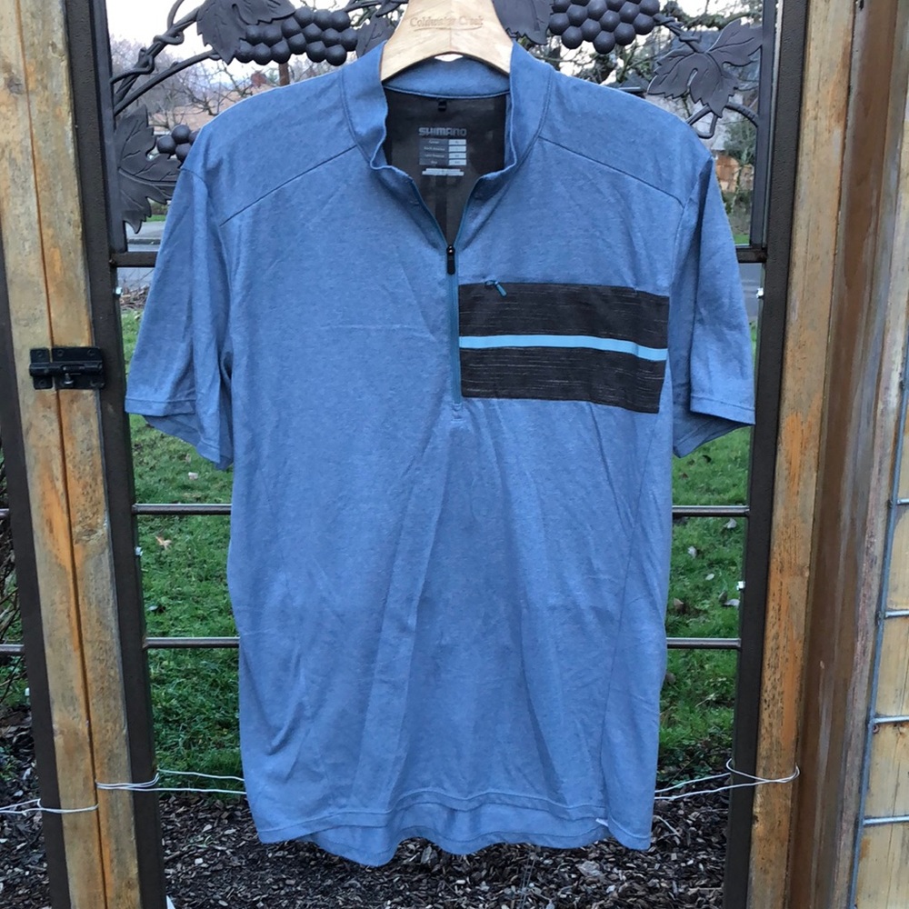 Shimano blue polyester cycling shirt size L